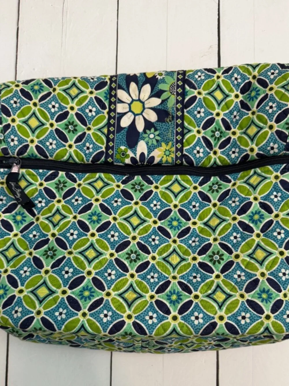 Vera Bradley Crossbody Messenger Laptop Bag Blue Green Daisy Daisy 14x10x4 in